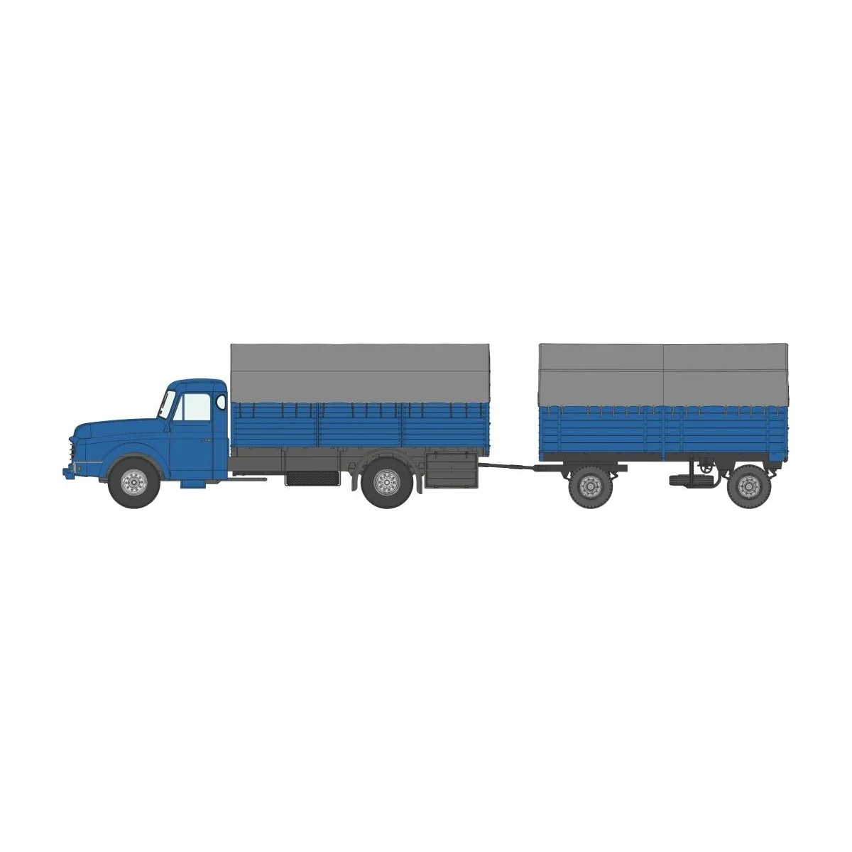 Ree Modeles CB 106 Willeme Truck + Trailer, Blue Tarpaulin Cover