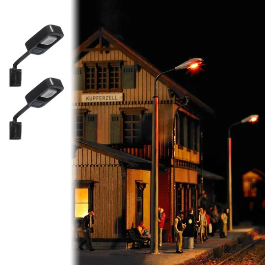 Busch 4132 Lighting, 2 Floor Lamps, with LEDs, Wired Busch_4132-Busch 4132 Lighting, 2 Floor Lamps, with LEDs, Wired