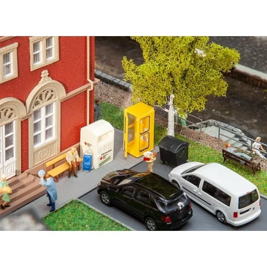 Faller 180452 Model Kit, City Development Set, Telephone Booth... Faller_180452-Faller 180452 Model Kit, Town Furnishings Set, Telephone Booth, Benches
