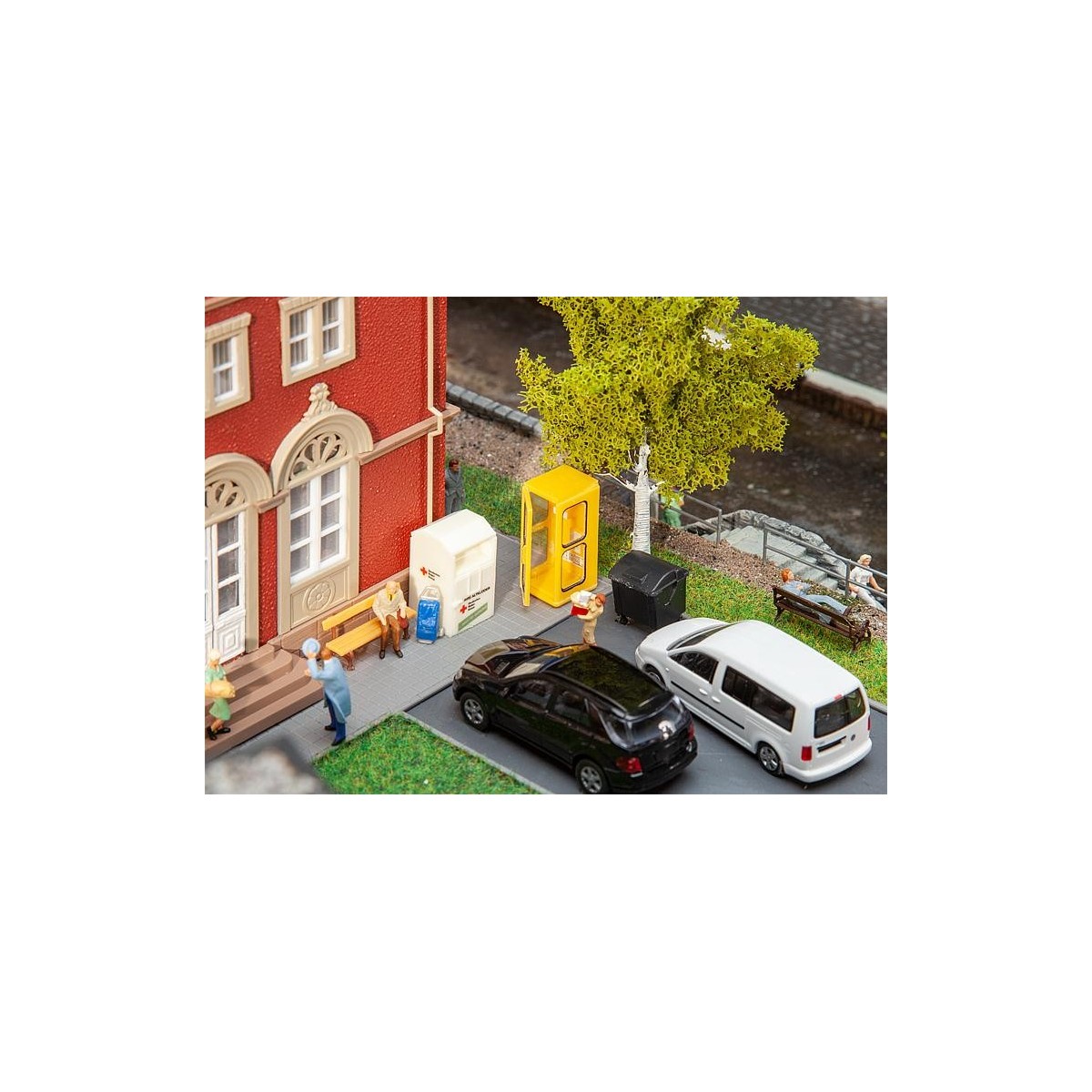 Faller 180452 Model Kit, Town Furnishings Set, Telephone Booth, Ben...