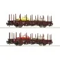 Roco 67086 Set of 2 slatted wagons, brown, DB, loaded... Roco_67086-Roco 67086 Set of 2 slatted axle wagons, brown, DB, loaded carriages