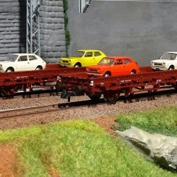 Roco 67086 Set de 2 wagons à essieux à ranchers, brun, DB, chargés voitures Roco Roco_67086 - 1