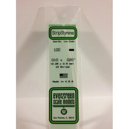 S1370100-Baguette 0.25x0.5x350mm Ref : 100 - Evergreen - S1370100