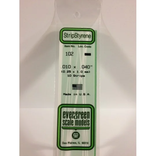 S1370102-Baguette 0.25x1.0x350mm Ref : 102 - Evergreen - S1370102
