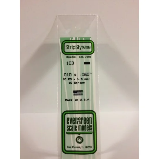 S1370103-Wand 0.25x1.5x350mm Ref: 103 - Evergreen - S1370103