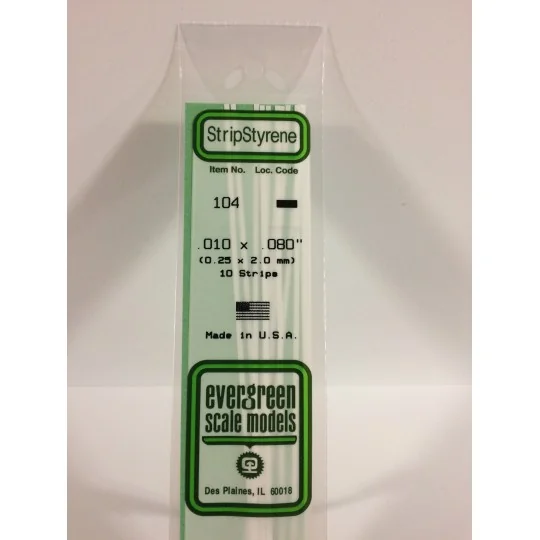S1370104-Wand 0.25x2.0x350mm Ref: 104 - Evergreen - S1370104