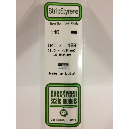 Wand 1.0x4.8x350mm Ref: 148 - Evergreen S1370148-Wand 1.0x4.8x350mm Ref: 148 - Evergreen - S1370148