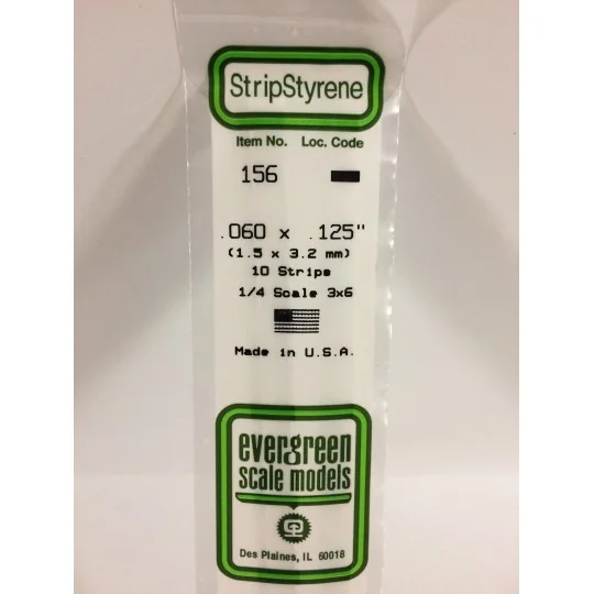 S1370156-Baguette 1.5x3.2x350mm Ref : 156 - Evergreen - S1370156