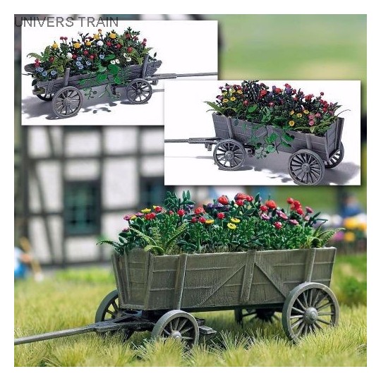 Busch_1228-Busch 1228 Charette à bras avec fleurs