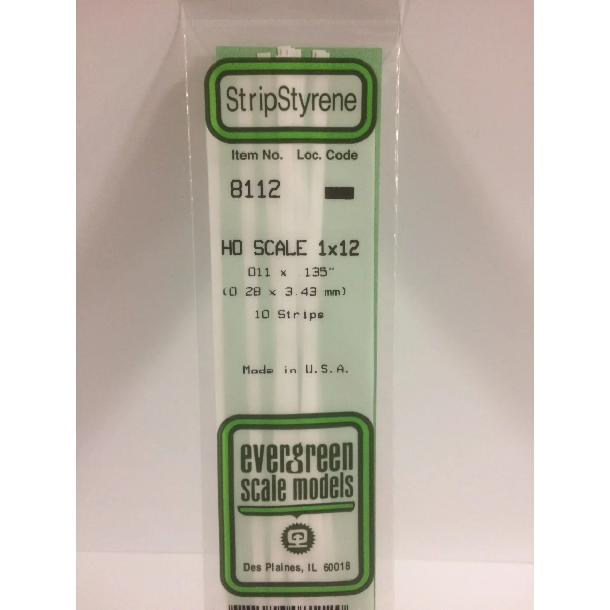 HO rod 0.3x3.4x350mm Ref: 8112 - Evergreen