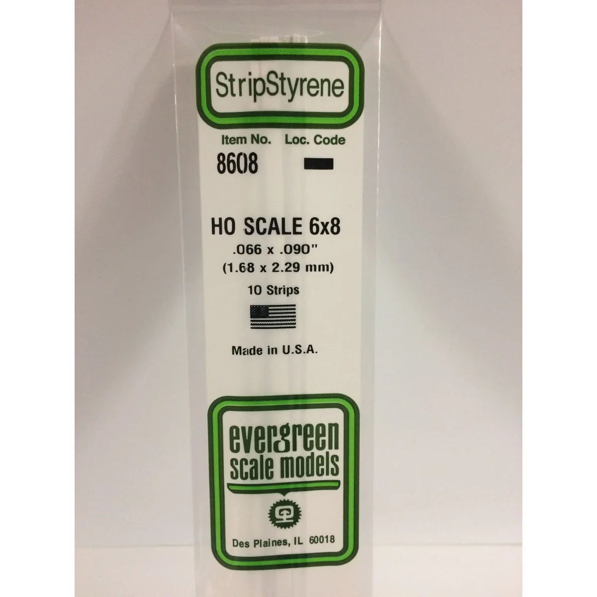 Baguette HO 1.7x2.3x350mm Ref : 8608 - Evergreen Evergreen S1378608 - 1