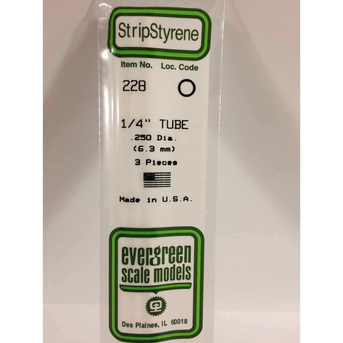 Tube round 6.3x350mm Ref: 228 - Evergreen - S1370228