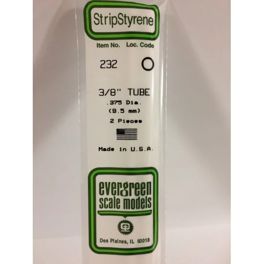 S1370232-Round tube 9.5x350mm Ref: 232 - Evergreen - S1370232