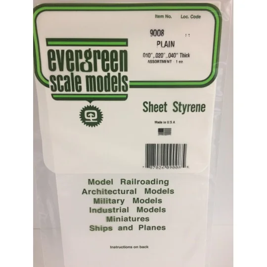 Plaque blanche lisse assortiment 150x300mm Ref : 9008 - Evergreen Evergreen S1379008 - 1 S1379008-Plaque blanche lisse assortiment 150x300mm Ref : 9008 - Evergreen - S1379008