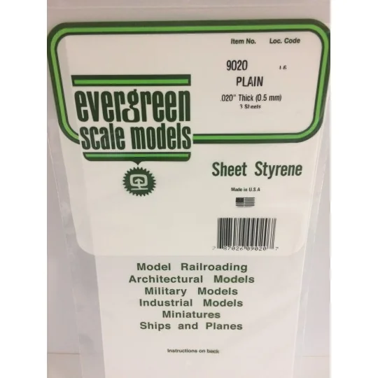 Plaque blanche lisse 0.50x150x300mm Ref : 9020 - Evergreen Evergreen S1379020 - 1 S1379020-Plaque blanche lisse 0.50x150x300mm Ref : 9020 - Evergreen - S1379020