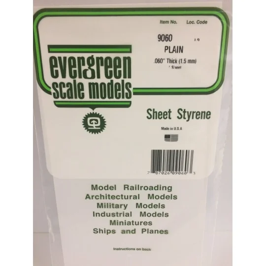 Smooth white plate 1.5x150x300mm Ref: 9060 - Evergreen S1379060-Smooth white plate 1.5x150x300mm Ref: 9060 - Evergreen - S1379060