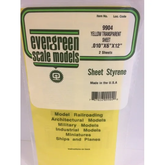 S1379904-Plaque Jaune transparent lisse 0.25x150x300mm Ref : 9904 - Evergreen - S1379904