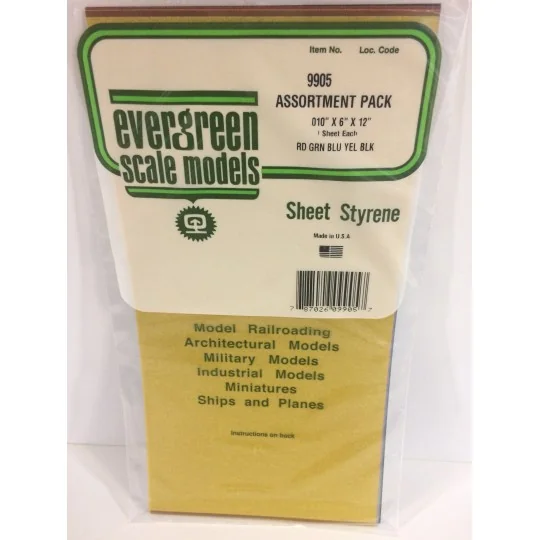 Assortiment plaques transp. colorées lisse 0.25x150x300mm Ref : 9904 - Evergreen Evergreen S1379905 - 1 S1379905-Assortiment plaques transp. colorées lisse 0.25x150x300mm Ref : 9904 - Evergreen - S1379905