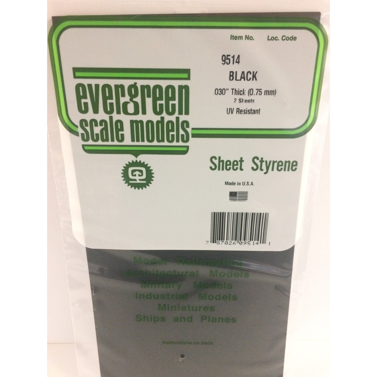 Smooth black plate 0.75x150x300mm Ref: 9514 - Evergreen