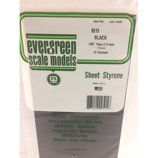 S1379515-Smooth black plate 1.0x150x300mm Ref: 9515 - Evergreen