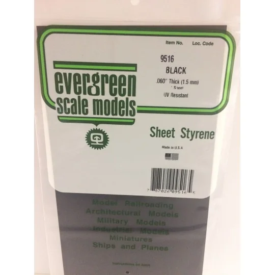Smooth black plate 1.5x150x300mm Ref: 9516 - Evergreen S1379516-Smooth black plate 1.5x150x300mm Ref: 9516 - Evergreen - S1379516