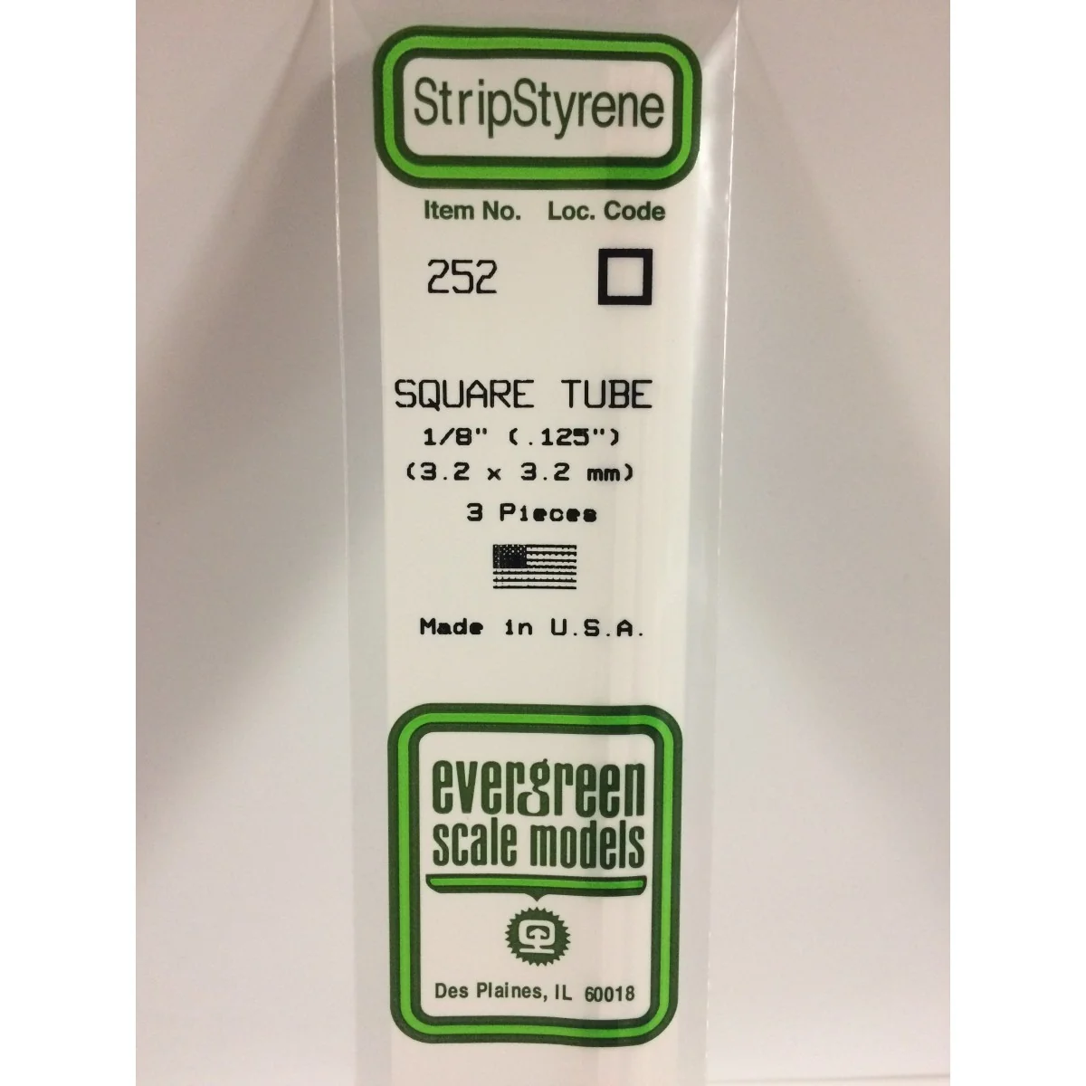 Square tube 3.2x350mm Ref: 252 - Evergreen - S1370252