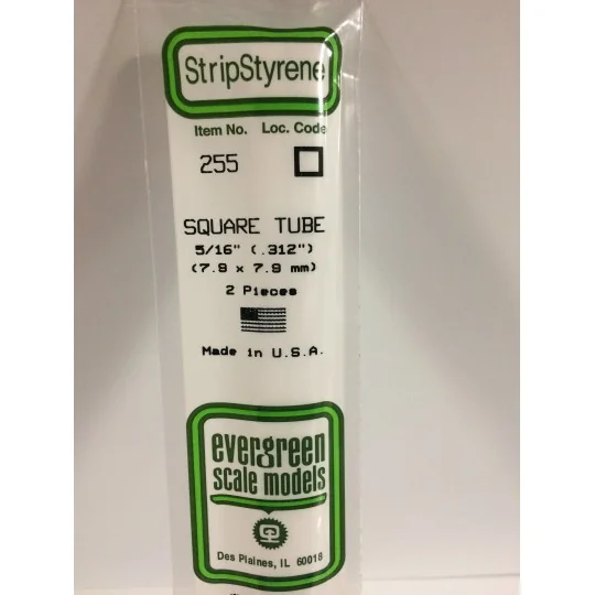 S1370255-Tube carré 7.9x350mm Ref : 255 - Evergreen