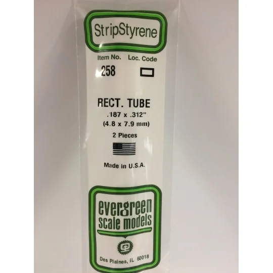 S1370258-Rectangular tube 4.8x7.9x350mm Ref: 258 - Evergreen - S1370258