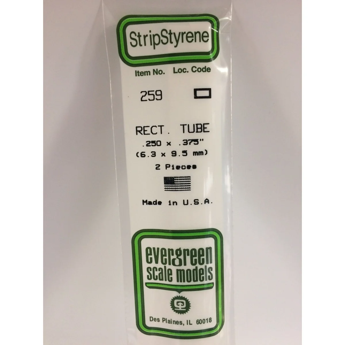 Tube rectangulaire 6.3x9.5x350mm Ref : 259 - Evergreen Evergreen S1370259 - 1 Tube rectangulaire 6.3x9.5x350mm Ref : 259 - Evergreen Evergreen S1370259 - 1