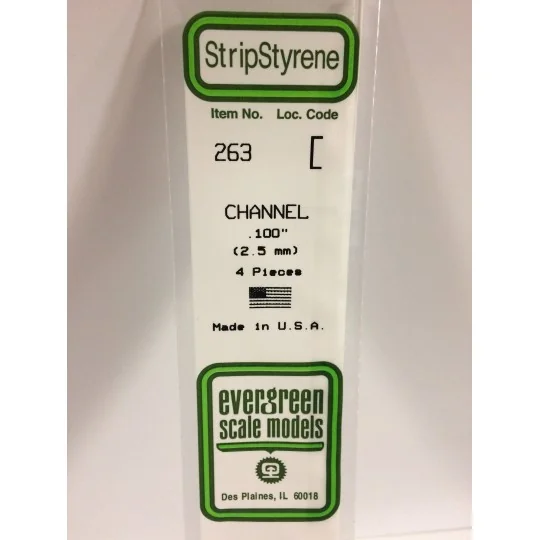 S1370263-Profilé U 2.5x350mm Ref : 263 - Evergreen - S1370263