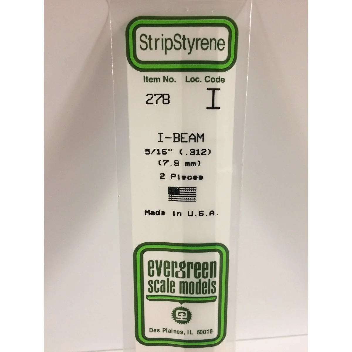 Profilé I 7.9x350mm Ref : 278 - Evergreen Evergreen S1370278 - 1 Profilé I 7.9x350mm Ref : 278 - Evergreen Evergreen S1370278 - 1