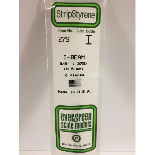 Profilé I 9.5x350mm Ref : 279 - Evergreen Evergreen S1370279 - 1 S1370279-Profilé I 9.5x350mm Ref : 279 - Evergreen - S1370279