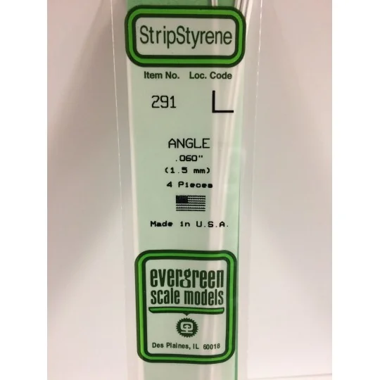 S1370291-Profilé L 1.5x350mm Ref : 291 - Evergreen - S1370291