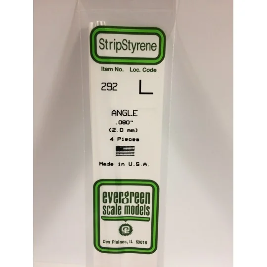 S1370292-L-profile 2.0x350mm Ref: 292 - Evergreen - S1370292
