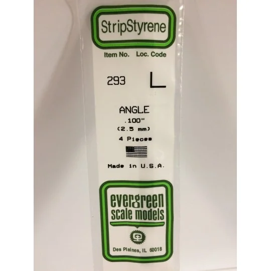 Profilé L 2.5x350mm Ref : 293 - Evergreen Evergreen S1370293 - 1 S1370293-Profilé L 2.5x350mm Ref : 293 - Evergreen - S1370293