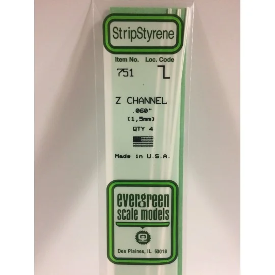 Profilé Z 1.5x350mm Ref : 751 - Evergreen Evergreen S1370751 - 1 S1370751-Profilé Z 1.5x350mm Ref : 751 - Evergreen - S1370751