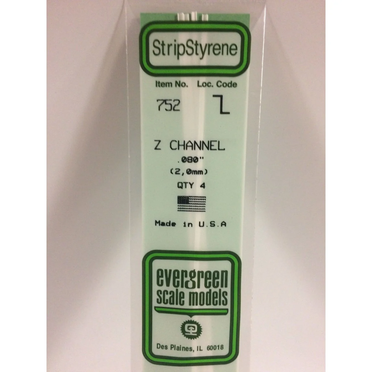Profilé Z 2.0x350mm Ref : 752 - Evergreen Evergreen S1370752 - 1 Profilé Z 2.0x350mm Ref : 752 - Evergreen Evergreen S1370752 - 1