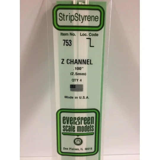 Profilé Z 2.5x350mm Ref : 753 - Evergreen Evergreen S1370753 - 1 S1370753-Profilé Z 2.5x350mm Ref : 753 - Evergreen - S1370753