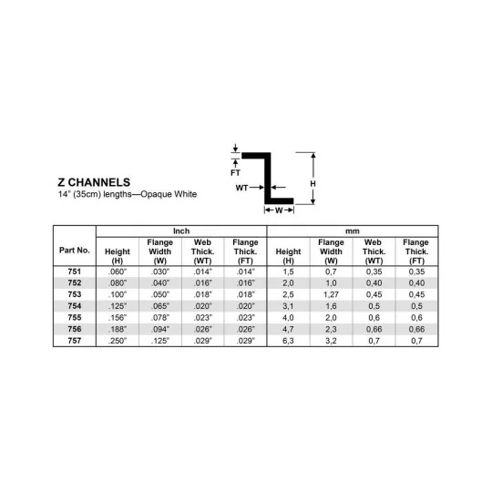 S1370755-Z-profile 4.0x350mm Ref: 755 - Evergreen