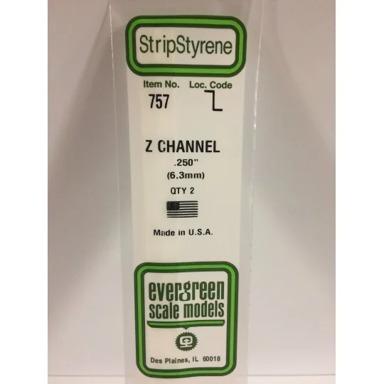 Profilé Z 6.3x350mm Ref : 757 - Evergreen Evergreen S1370757 - 1 S1370757-Profilé Z 6.3x350mm Ref : 757 - Evergreen - S1370757