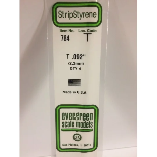 S1370764-T-profile 2.3x350mm Ref: 764 - Evergreen