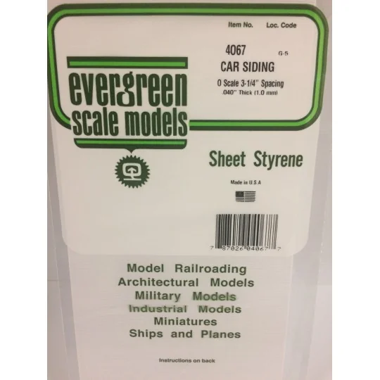 S1374067-Grooved side plate for O scale wagon 1.0x1.69x150x300mm Ref: 4067 - Evergreen