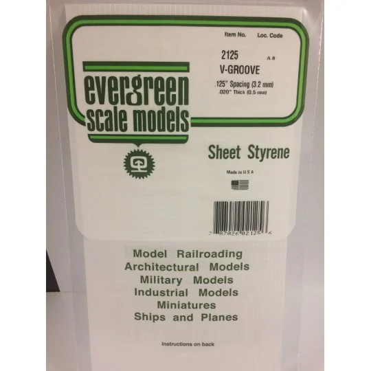 S1372125-Plaque rainurée en V 0.50x3.2x150x300mm Ref : 2125 - Evergreen - S1372125