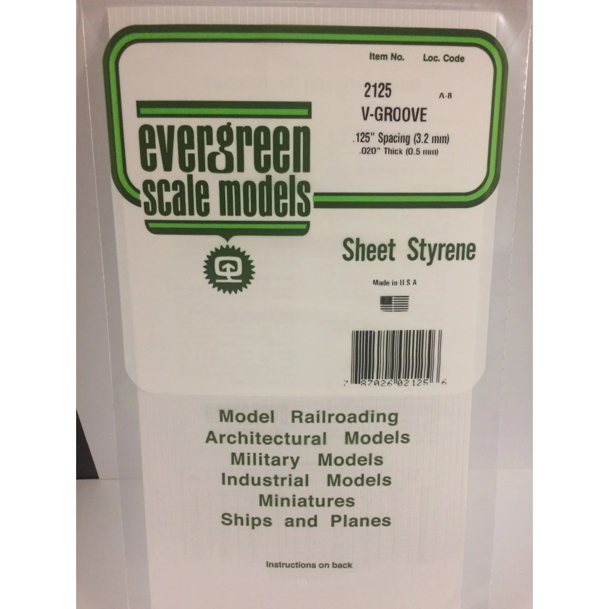 V-grooved plate 0.50x3.2x150x300mm Ref: 2125 - Evergreen