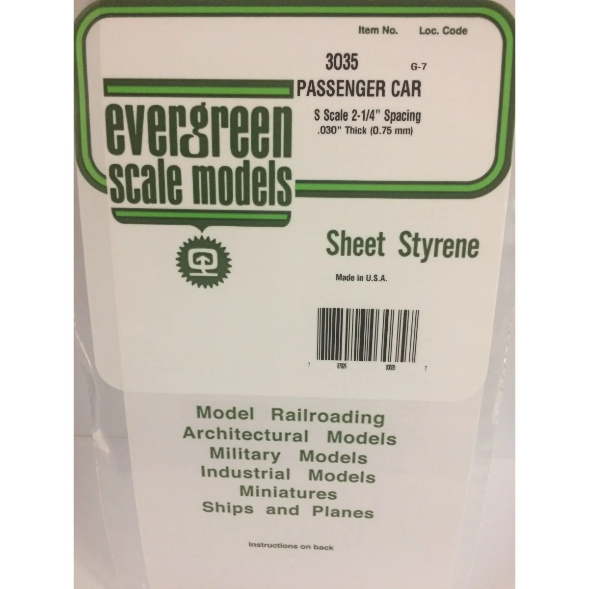 Plaque rainurée flanc wagon voyageur 0.75x0.89x150x300mm Ref : 3035 - Evergreen Evergreen S1373035 - 1 Plaque rainurée flanc wagon voyageur 0.75x0.89x150x300mm Ref : 3035 - Evergreen Evergreen S1373035 - 1