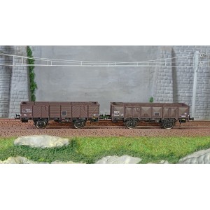 Ree Modeles WB819 Set de 2 wagons Tombereau ex-PLM, SNCF, 4 portes, bois et tôlé brun wagon 540 Ree Modeles WB-819 - 2