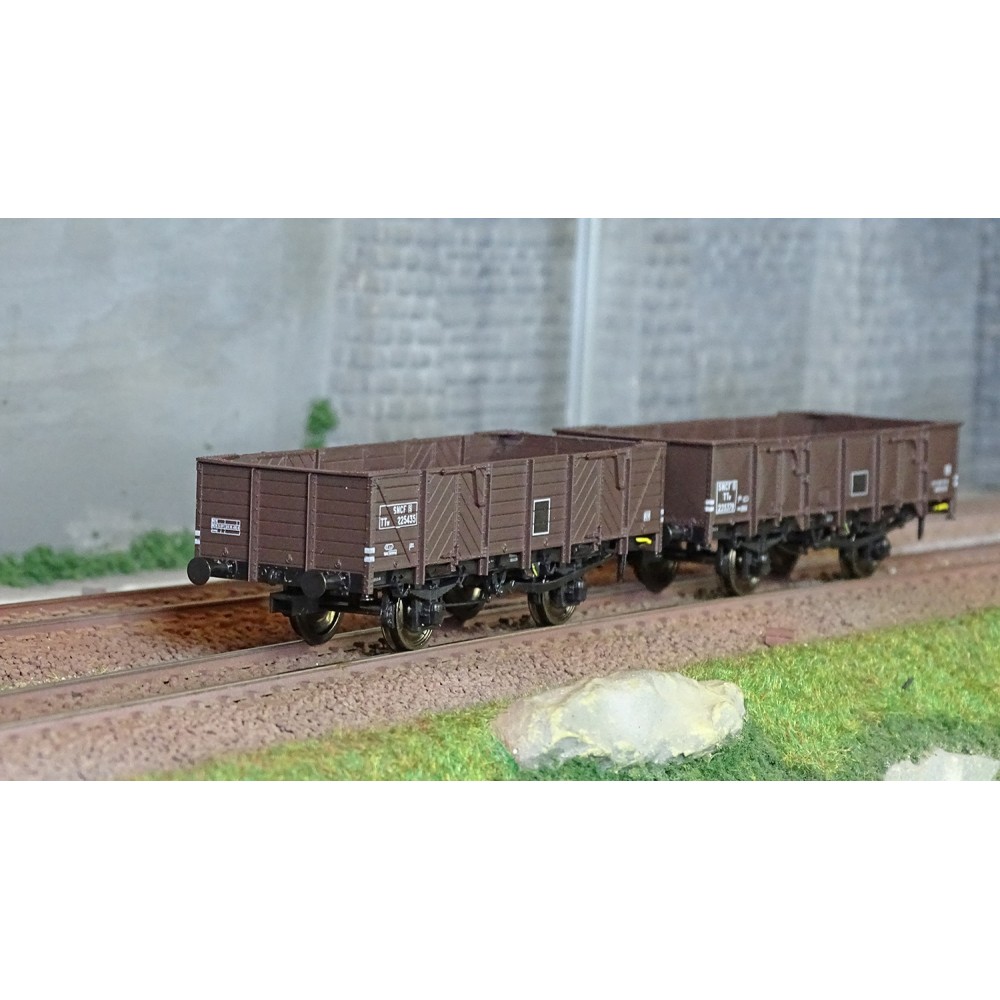 Ree Modeles WB819 Set de 2 wagons Tombereau ex-PLM, SNCF, 4 portes, bois et tôlé brun wagon 540 Ree Modeles WB-819 - 1