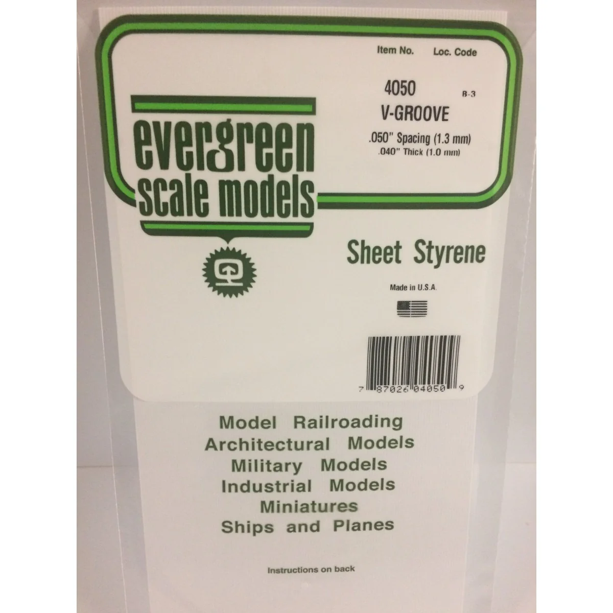 V-groove plate 1.0x1.3x150x300mm Ref: 4050 - Evergreen