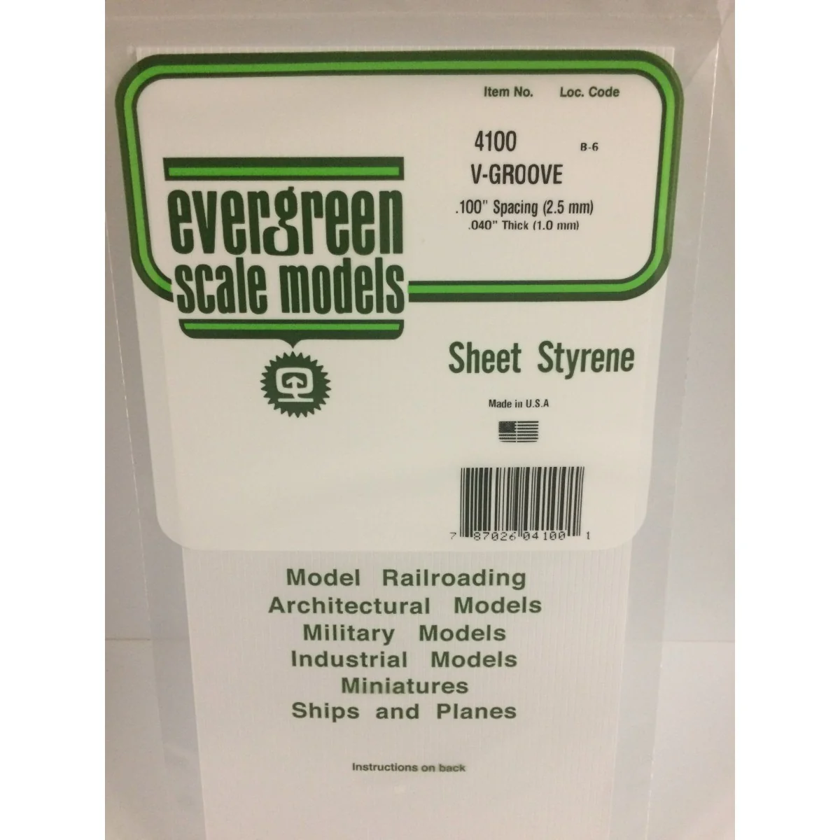 Plaque rainurée en V 1.0x2.5x150x300mm Ref : 4100 - Evergreen Evergreen S1374100 - 1 Plaque rainurée en V 1.0x2.5x150x300mm Ref : 4100 - Evergreen Evergreen S1374100 - 1
