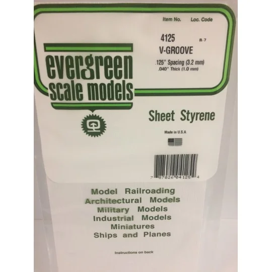 S1374125-V-groove plate 1.0x3.2x150x300mm Ref: 4125 - Evergreen
